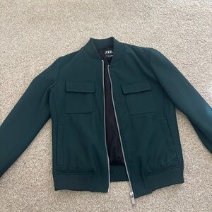 Zara Men's Dark Green Varsity Jacket